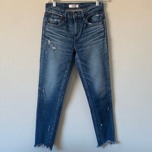 Moussy Vintage Denim Distressed Slim Jeans - Blue